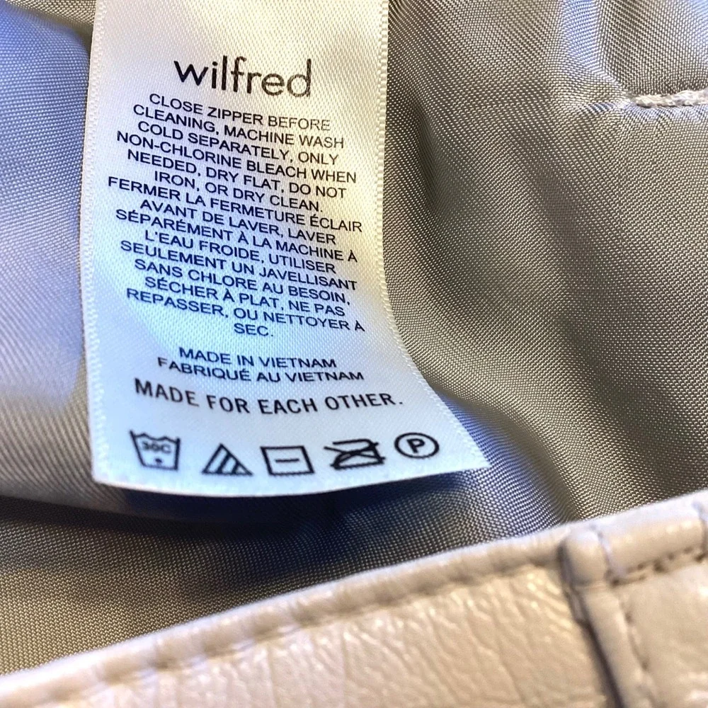 Wilfred Aritzia Melina Vegan Leather Pants High Waist Straight‎ Leg Taupe Size 8